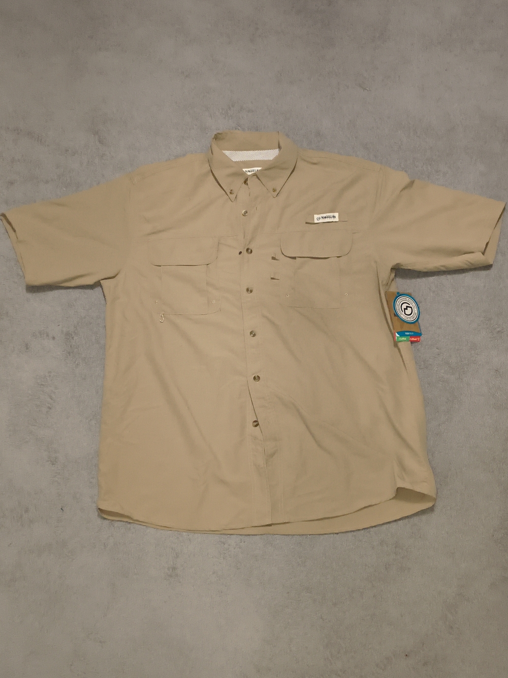 Magellan Outdoors Men’s Short Sleeve Button-Down Shirt - Khaki